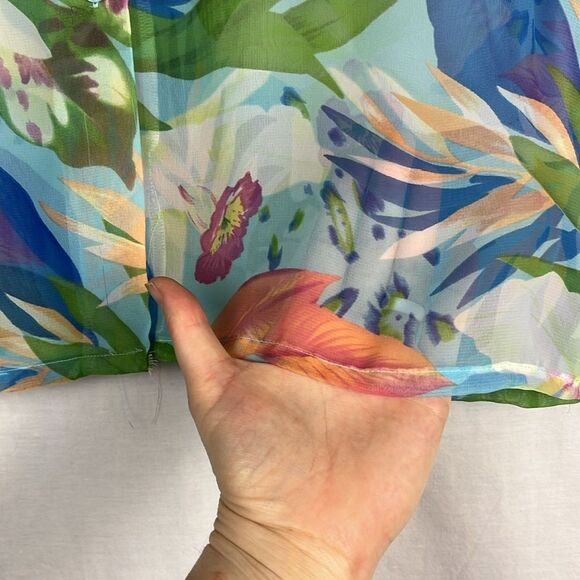 Vintage Light Blue Floral Sheer Bon Worth Button Up Blouse - Picture 3 of 7